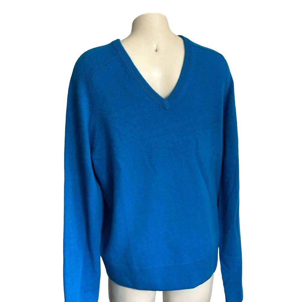 BROOKS BROTHERS men’s 100% cashmere v neck blue sweater MED NWT